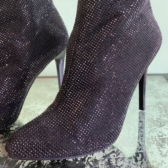 Nancy Li black rhinestone heel booties size 8.5 - Picture 3 of 5